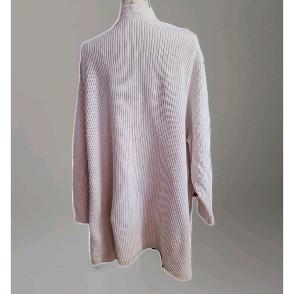 J Jill Open Front Cable Knit Chunky Long Cardigan Sweater Womens 3X Cream Beige - Picture 2 of 5
